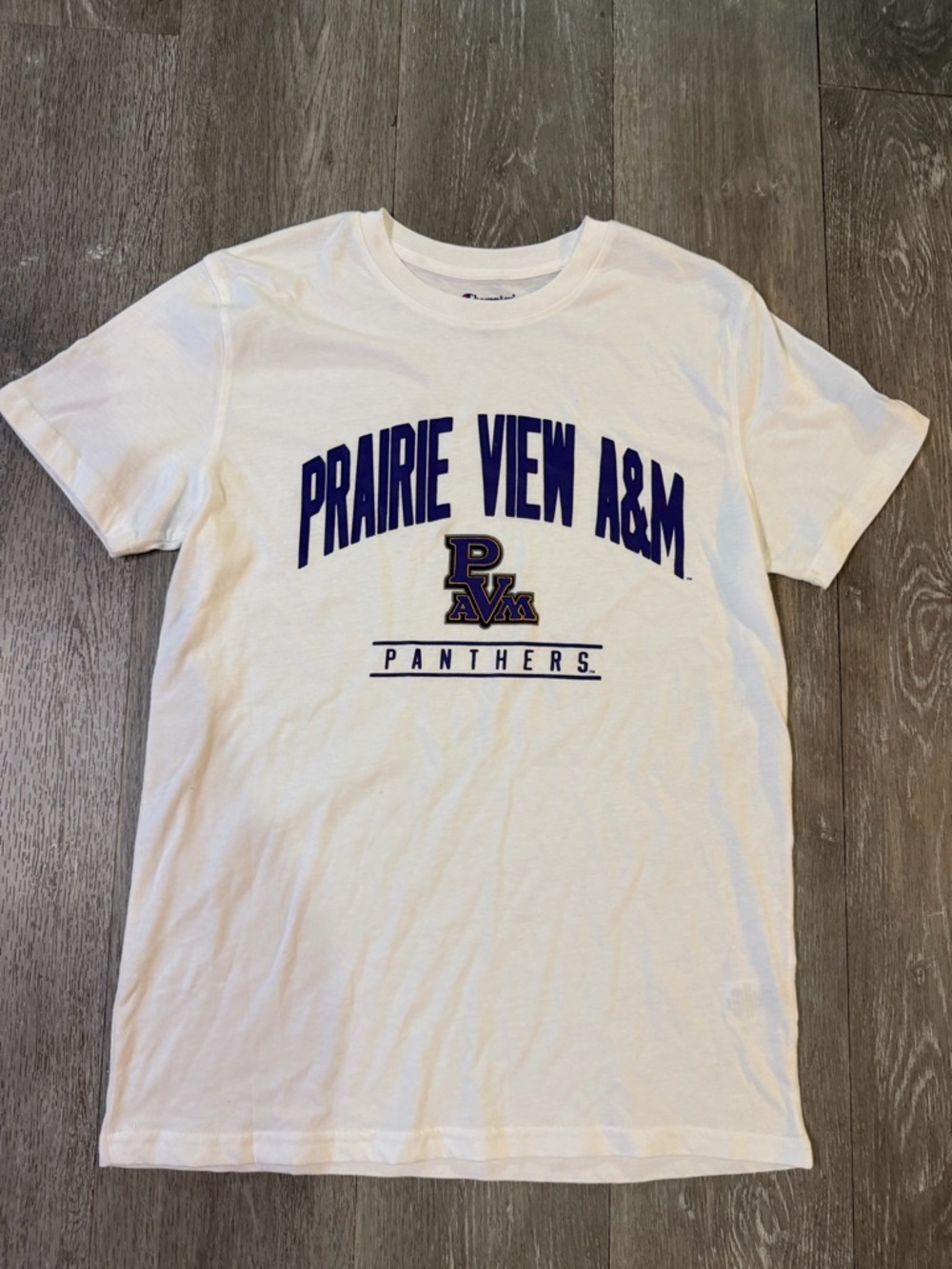 Champion Prairie View A&M White Tee with Blue Logo
